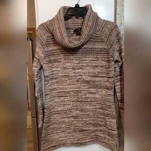 Willi Smith Cowl Neck Knitted Long Warm Sweater Fall Winter Tan/brown L